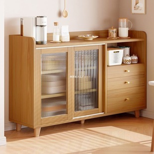 Japanese Style Sideboard Cabinet Wall-Side Integrated Solid Wood Color Living Room Tea Cabinet Kitchen Storage Cabinet Storage Cabinet Storage Cabinet