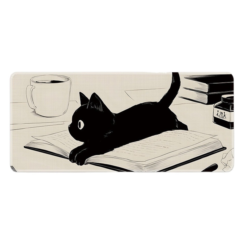 Alfombrilla de ratón grande, resistente a la suciedad, gato de dibujos animados de gran tamaño, tapete de teclado engrosado, juego de oficina, tapete de escritorio de computadora, personalización