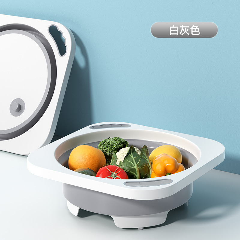 折りたたみ式まな板 家庭用キッチンまな板 野菜洗いバスケット 旅行 出張 洗面器 足湯桶 多機能|undefined