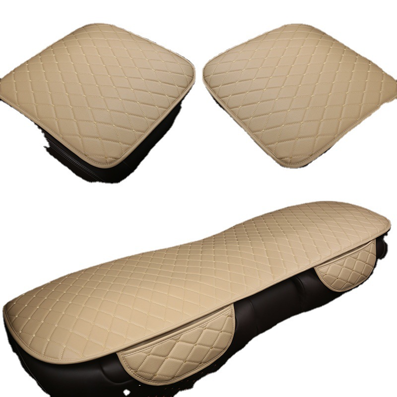 Cojín de asiento de coche sin lazos cuatro estaciones conjunto universal de tres piezas sin respaldo línea roja negra en forma de diamante costura de tela escocesa funda de cojín de asiento único