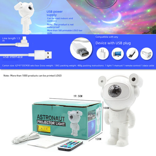 New Astronaut Bluetooth Ultra-Bright Starry Sky Cloud Romantic Atmosphere Lamp Space Man Star Projector Night Light