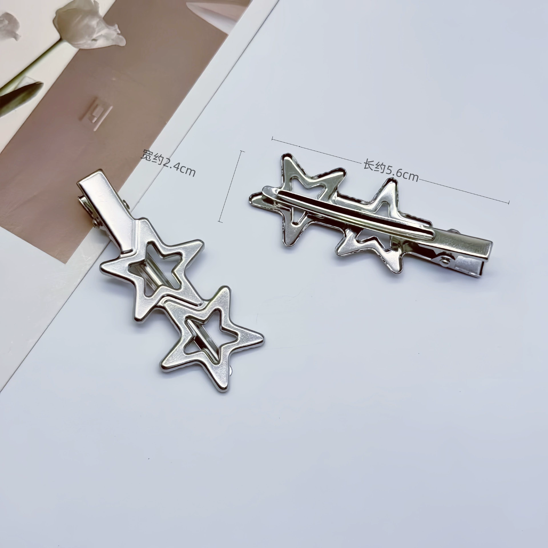Серебристо-белые заколки для волос (6 см), металлические зажимы для DIY, assorted формы