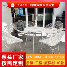 面包店庭院金属摆露天户外桌椅奶茶店桌椅防水外休闲铁线铁艺室外