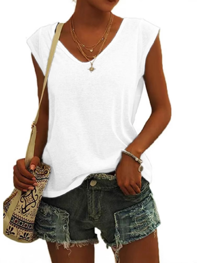 Summer solid color vest sleevless