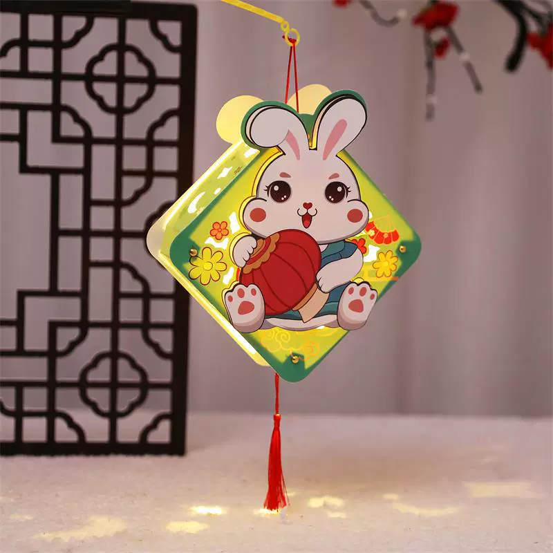 Handheld music cartoon flashlight, rabbit, 2023, DIY