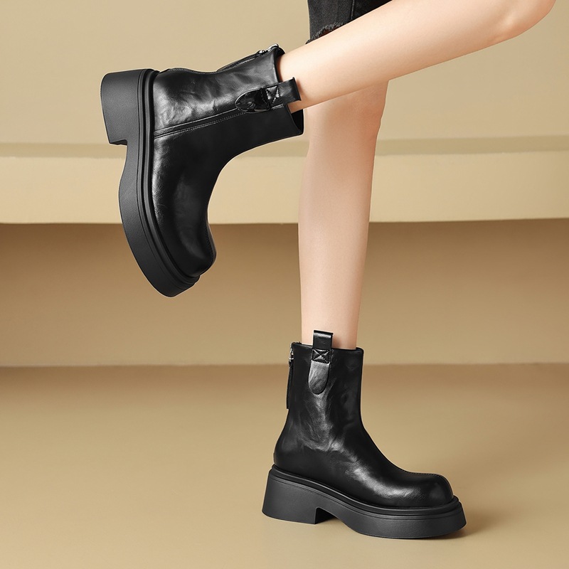 Damen Martin Stiefel Mit Dicker Sohle Und Warmem Futter_voghion.com