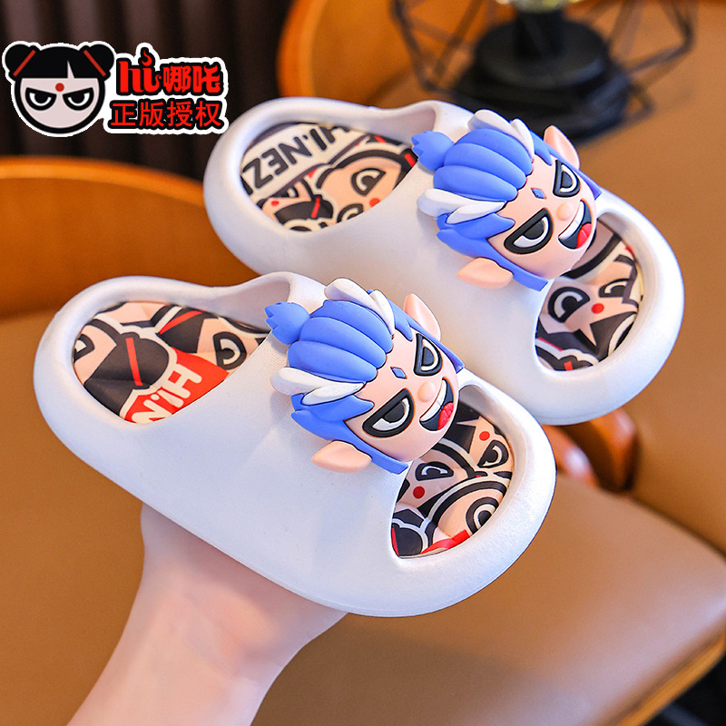 Ao Bing Summer Sandalias y pantuflas para niños Niños y niñas Fondo suave antideslizante Nezha Baño interior Padres e hijos Chef Beach Drag