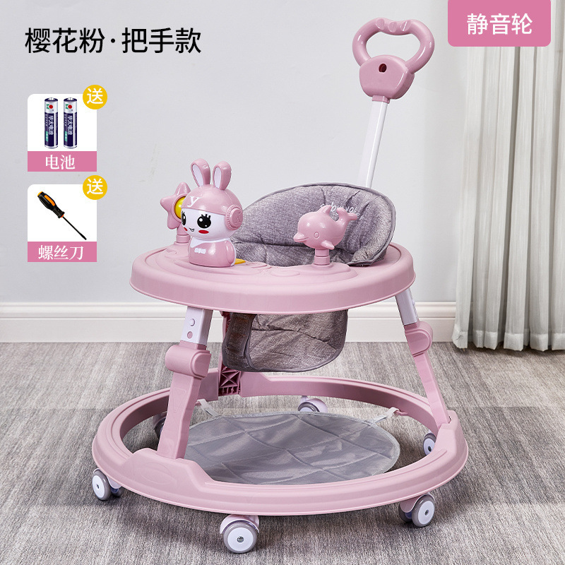6-18개월 아기에게 적합한 616 핑크 - 무음 휠 + 음악 장난감 + 발 패드 + 대형 푸시 바