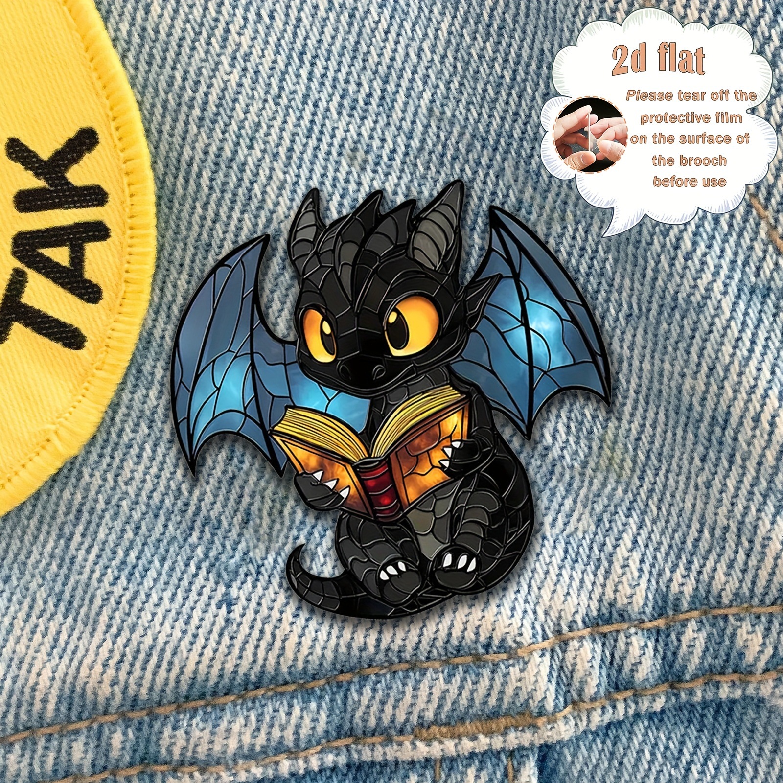 Acrílico dibujos animados lectura dragón volador 2D broche acrílico para los amantes del dragón regalo de regalo de regalo de cumpleaños ideas