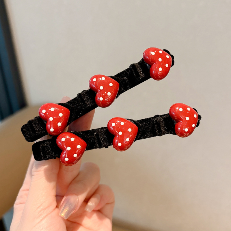 Otoño y invierno flocado Anchor Red Wave Point amor broca de cabello femenina alta sensación lateral frisa de acabado de cabello de artefacto broca de cabello