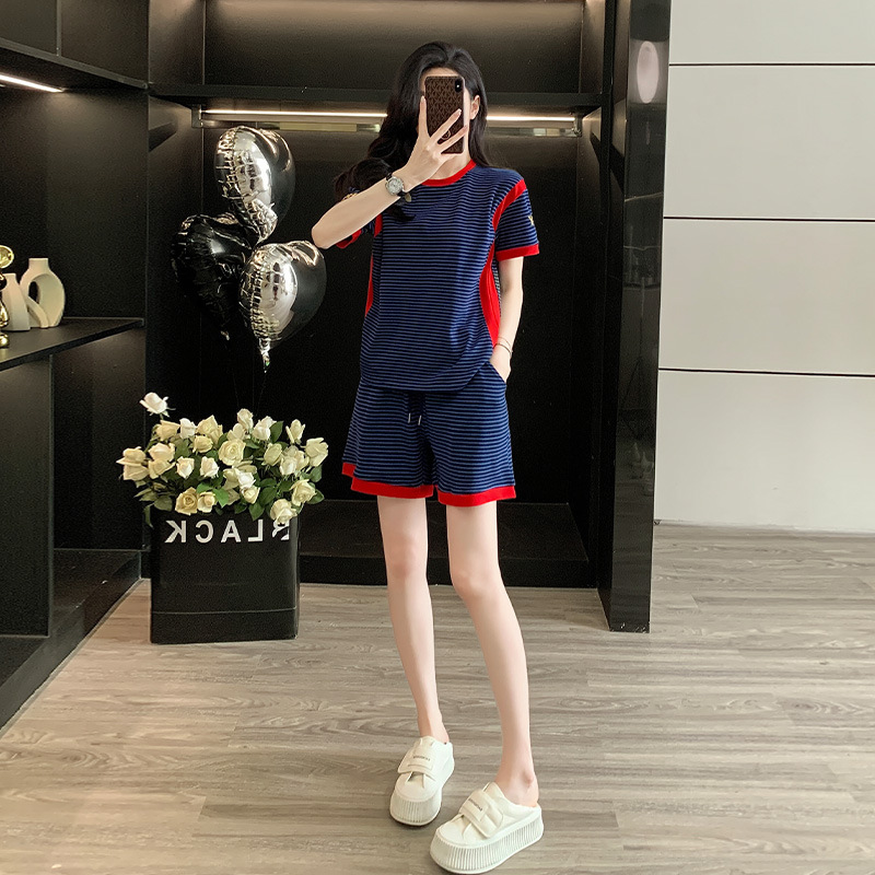 2025 Internet Celebrity Loose Slimming Style Shorts Two-Piece Trendy Sports Suit Women's Summer New Style 3208