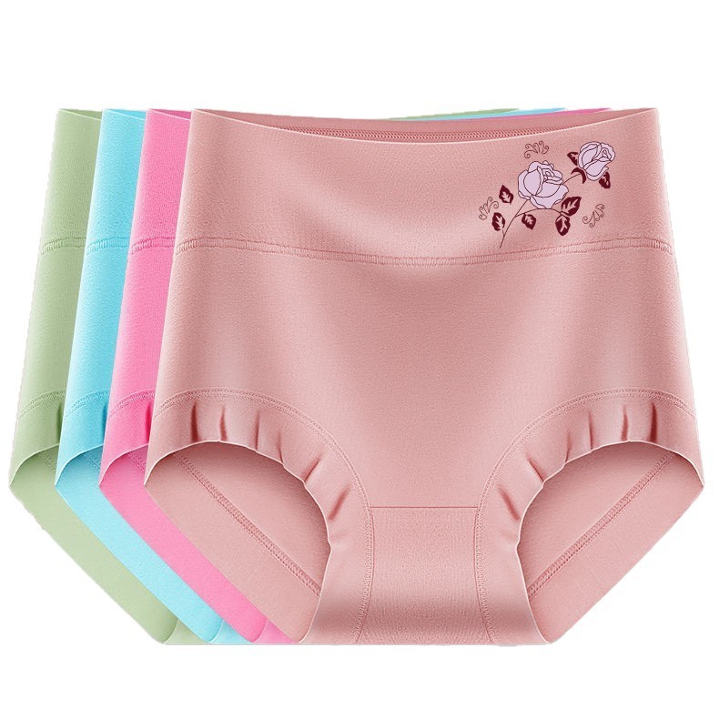 女性パンツモーデール高腰抗菌プリント大サイズの腹を閉じた三角パンツ太ったmm中高年ママパンツ|undefined