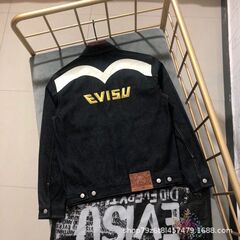 一件代发25SS新款EV福神夹克外套 男士大M重工刺绣牛仔上衣情侣款
