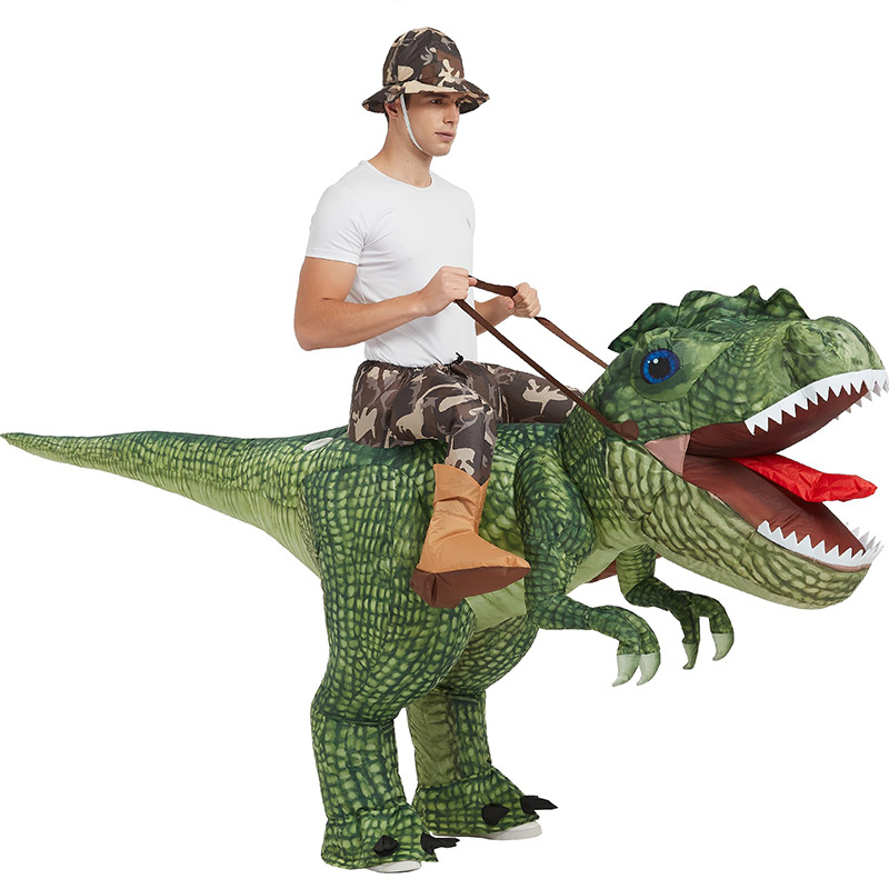 Montar dinosaurio montura Día del niño Disfraces de Halloween Fiesta divertida Tyrannosaurus rex pequeño dinosaurio ropa inflable