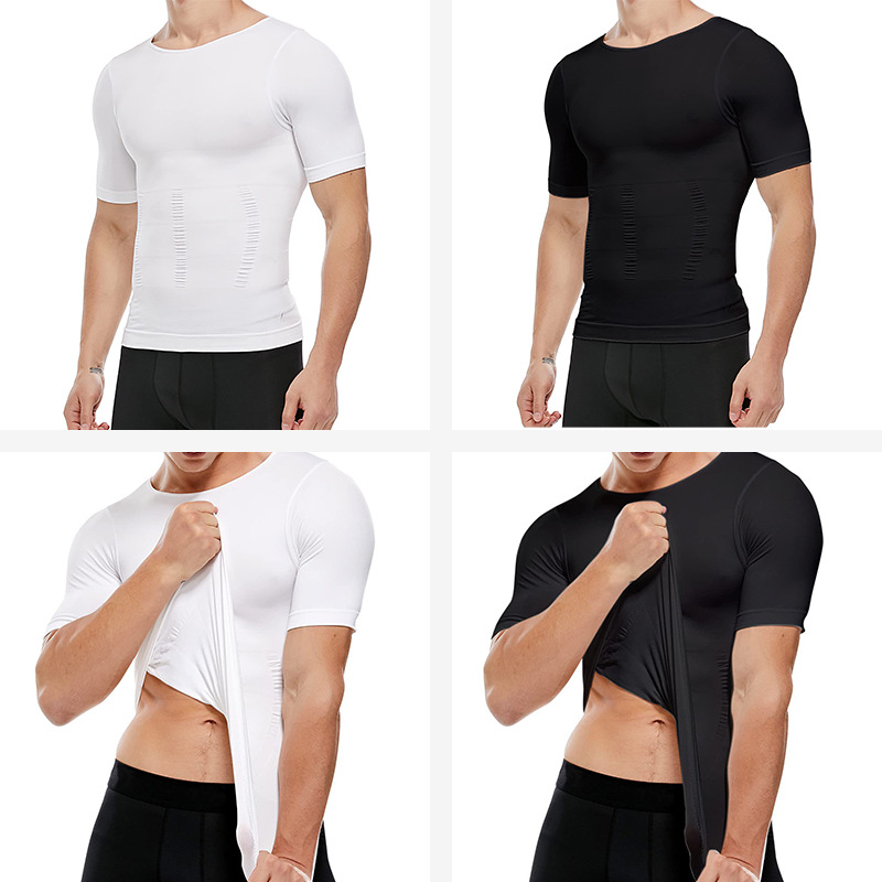 Bestseller: Figurformende Weste für Herren mit Brustbinder, kurzärmelig, mit überkreuzten Trägern, Bauchkontrolle und elastischem Bund._voghion.com
