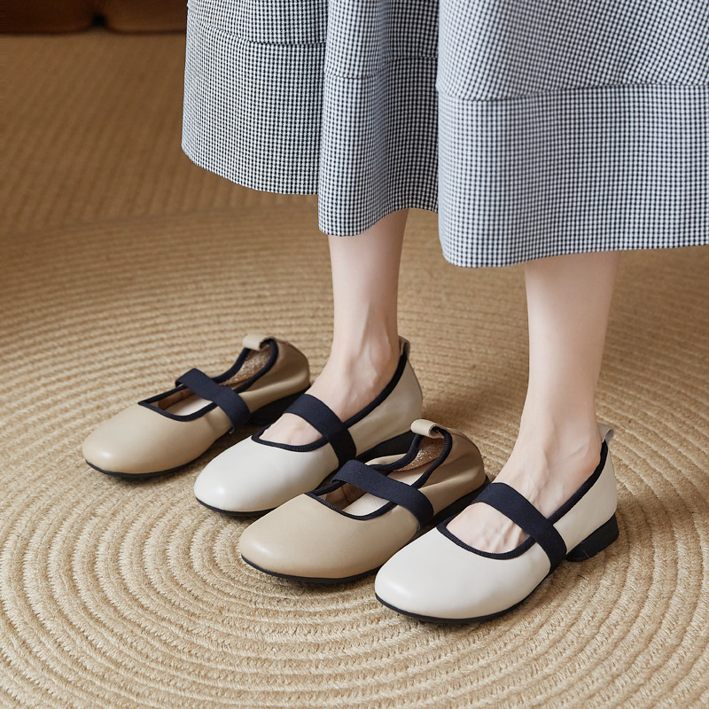 Мягкая коровая ручная ручная работа маленькая одиночная обувь женская лесная девочка светлый рот круглый головы кожа все -матч -стиль матрицы Мэри Женпинг Бабу