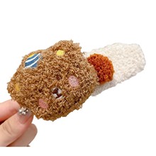 甜美少女！韩版卡通双面kt蝴蝶结毛绒抓夹可爱鲨鱼夹高颜值发夹女