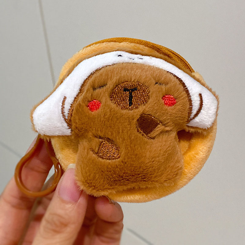 Nuevo lindo monedero de felpa Kapibala, bolso de capibara, colgante, auriculares, llavero de almacenamiento para hombres y mujeres, colgante