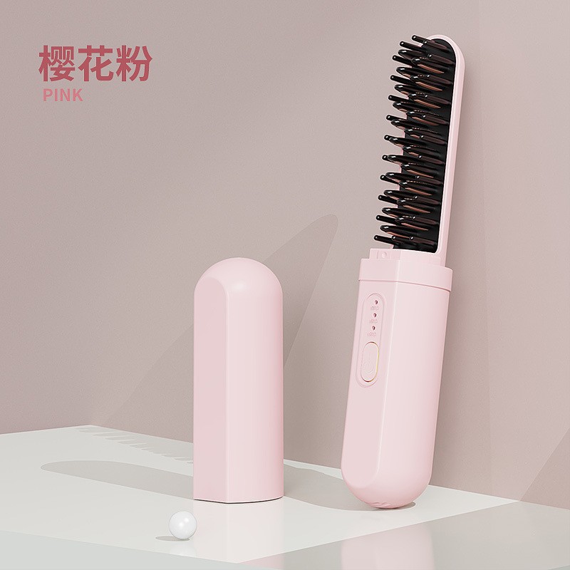 Pein de pelo recto inalámbrico de iones negativos no dañando pelo flojo alto cráneo artefacto recto de doble propósito de mandíbula de bobina de cabello peine eléctrico image 13