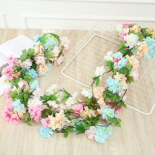 Artificial Cherry Blossom Vine, Faux Flower Vine for Wedding Ceiling Decoration, Can Be Wrapped Around Vines to Decorate Hotel Bedroom Loft, High Simulation