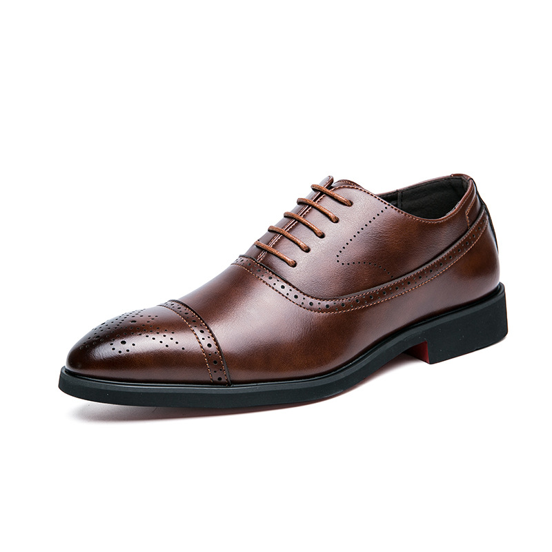 Cross-border Plus size Business casual Oxford zapatos de cuero negro formal zapatos de moda brogue tallado zapatos de cuero Zapatos de vestir de la boda image 6