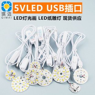 Led Wick 5V Lamp Low Voltage Single Color Two-Color Colorful Light Source Board with USB Socket Dimming Switch Line