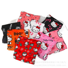跨境专供万圣节卡通HelloKitty睡裤厚女秋冬加绒休闲居家法兰绒裤
