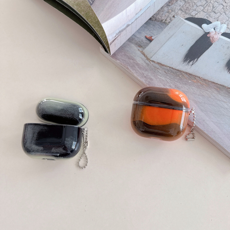 适用于AirPods4代黑底夜光流沙airportPro2个性1/2/3代蓝牙耳机壳|undefined