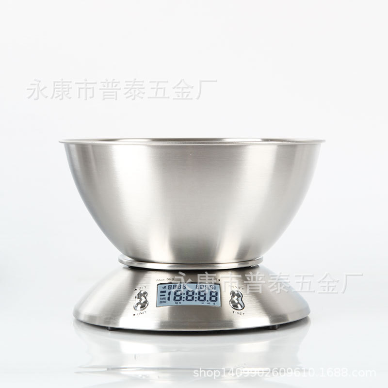厂家出口不锈钢电子厨房秤高精度家用便携食物秤五金烘焙称重温度