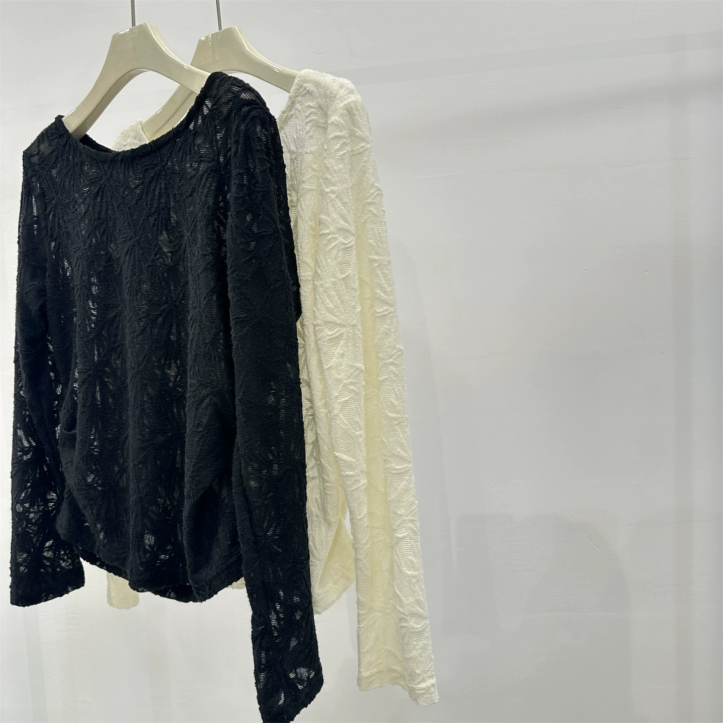 Beige lace silk body-friendly spring long-sleeve