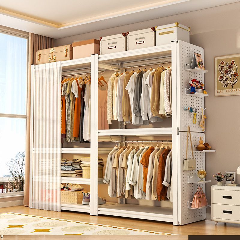 Shelf Wardrobe Household Combination Clothes Hanger Bedroom Rental Room Clothing Storage Rack Simple Assembly Steel Dust-Proof Clothes Hanger