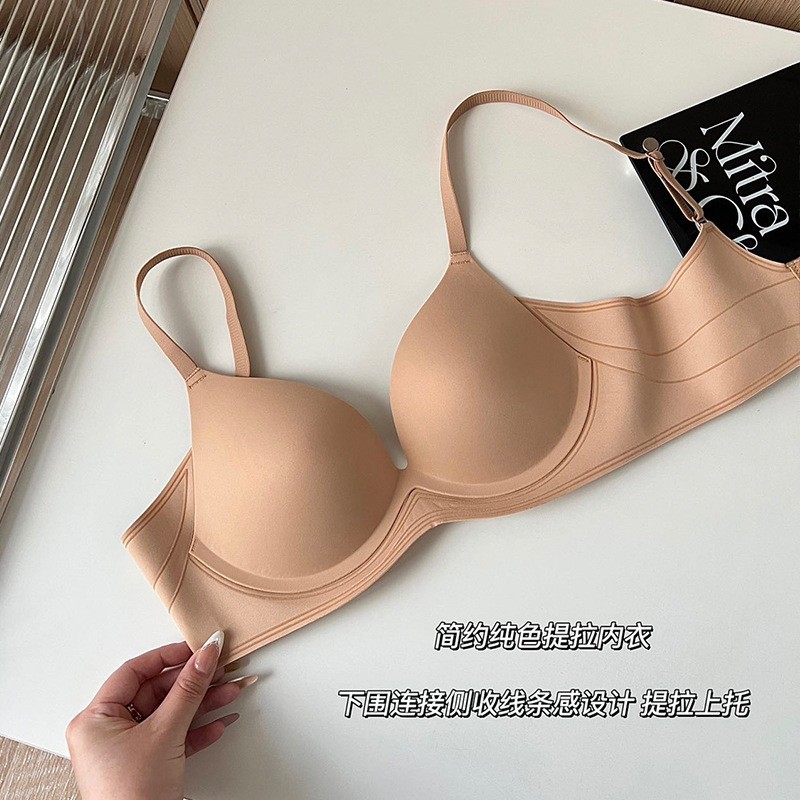 가슴이 작은 여성을 위한 심리스 글로시 속옷, 푸쉬업, 통기성 및 편안한 브라, 부드러운 지지력, 가슴 수축 및 처짐 방지 브라