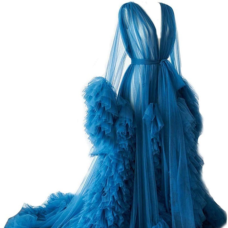 Supply foreign trade evening dress thin mesh maternity dress dress photo photo studio clothing sexy morning gown catwalk