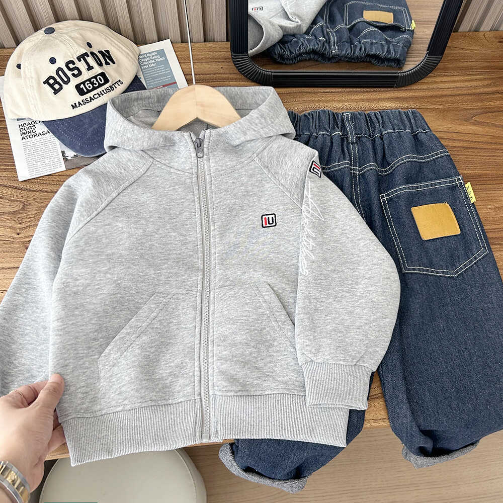 Children's autumn jacket, knitted sports hoody for boys with zipper, for teenagers, with a zipper 2