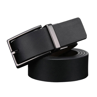 腰带 男真皮 磨砂旋转针扣皮带男士品牌 百搭双面牛皮裤腰带批发