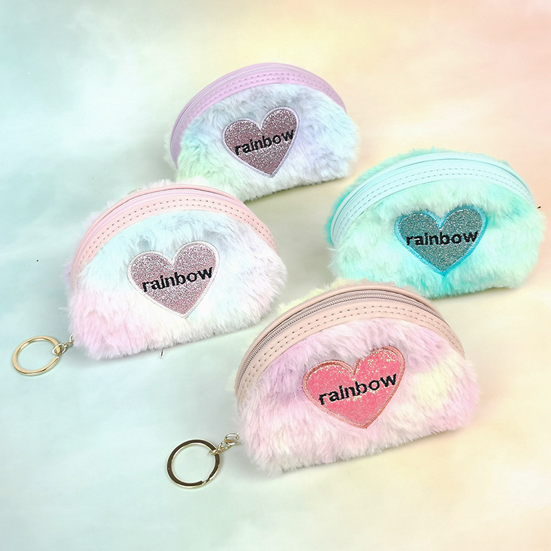 Embroidered love semicircle coin purse coin mini bag lipstick headset storage bag access card keychain bag wholesale