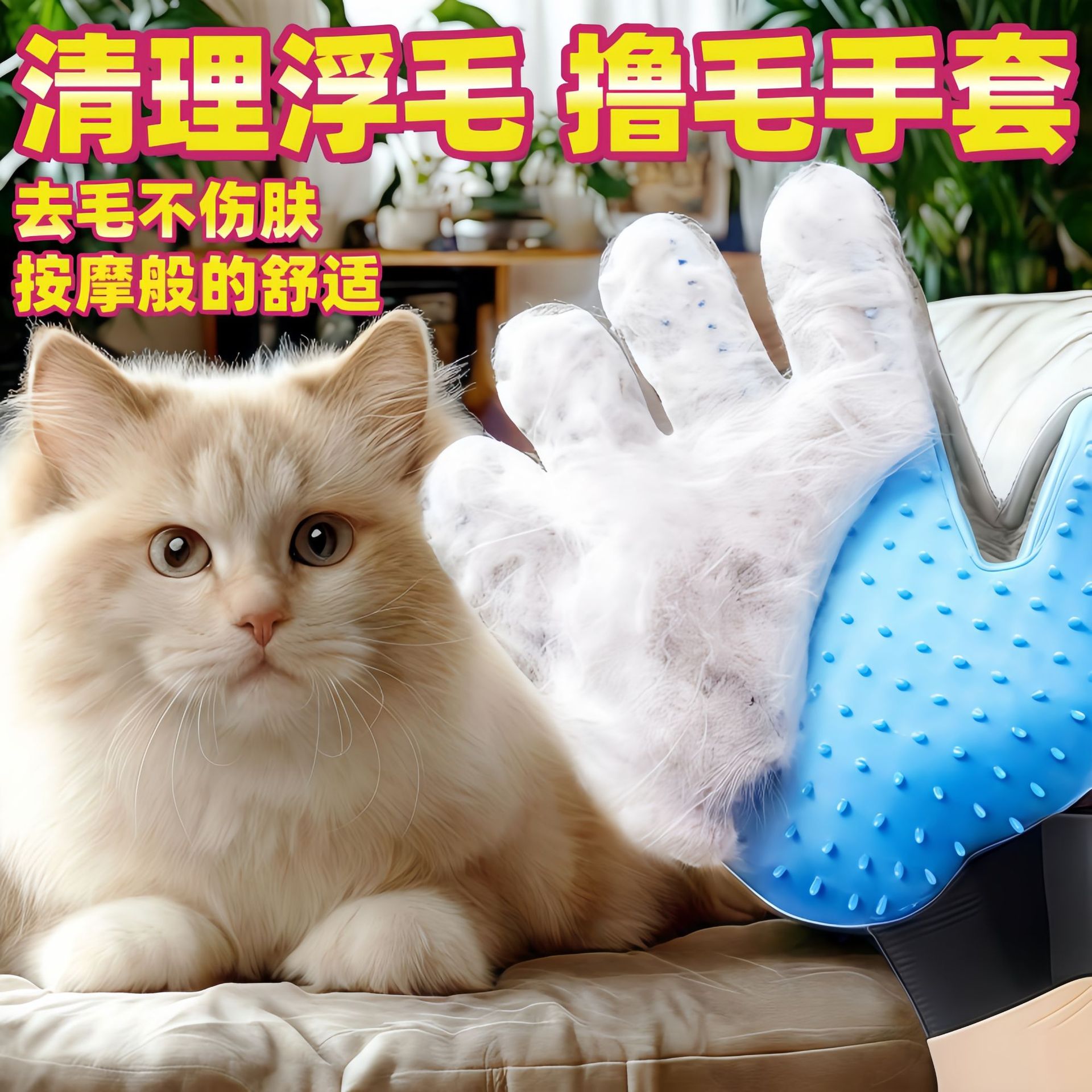 Guantes para gatos Masaje para eliminar el pelo flotante Suministros para gatos Guantes para depilación Limpieza de belleza Peine de silicona para mascotas