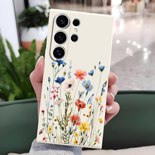 可爱复古小野花适用三星S24磨砂硅胶手机壳GalaxyS25ultra全包软