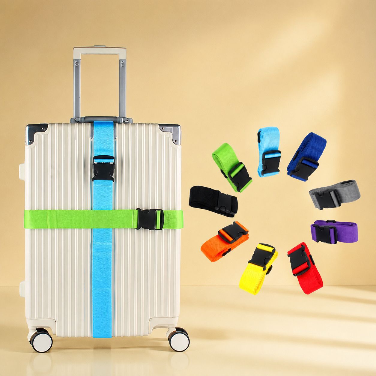 Direct Sale of One-Piece Buckle Luggage Straps Without Password Lock, Travel Suitcase Binding Straps, Packing Straps, Explosion-Proof Straps, and Reinforced Straps