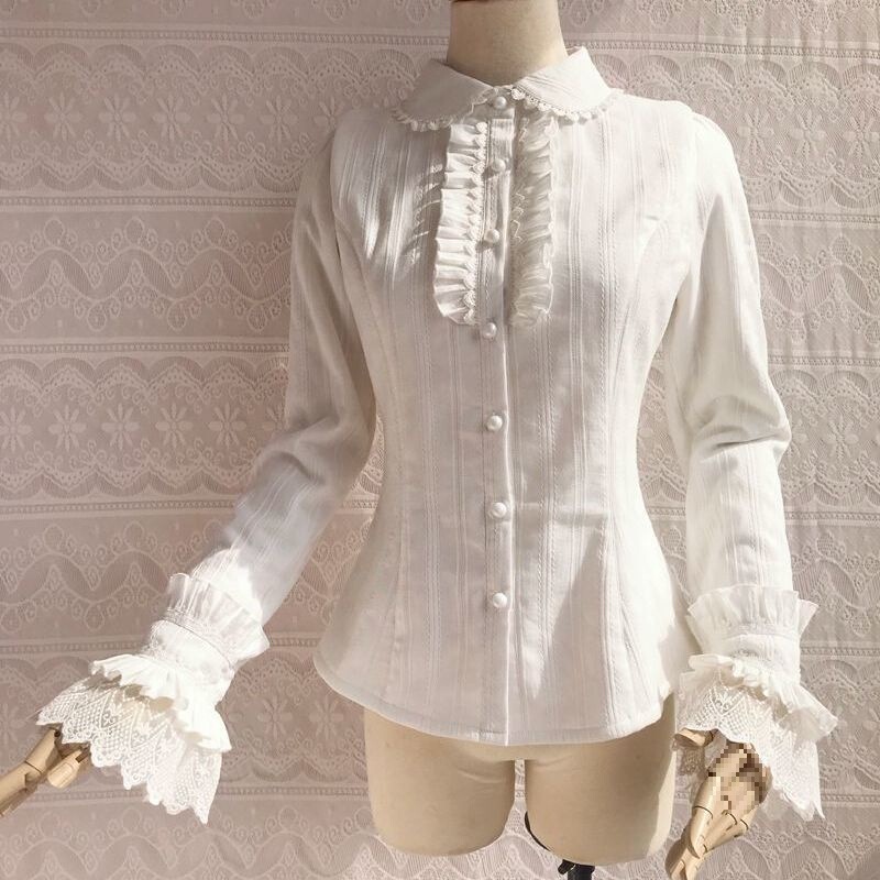 Shirt Japanese Style Lace Lolita New Jacquard Spring and Autumn Long-Sleeved Fashionable Girl Ruffles