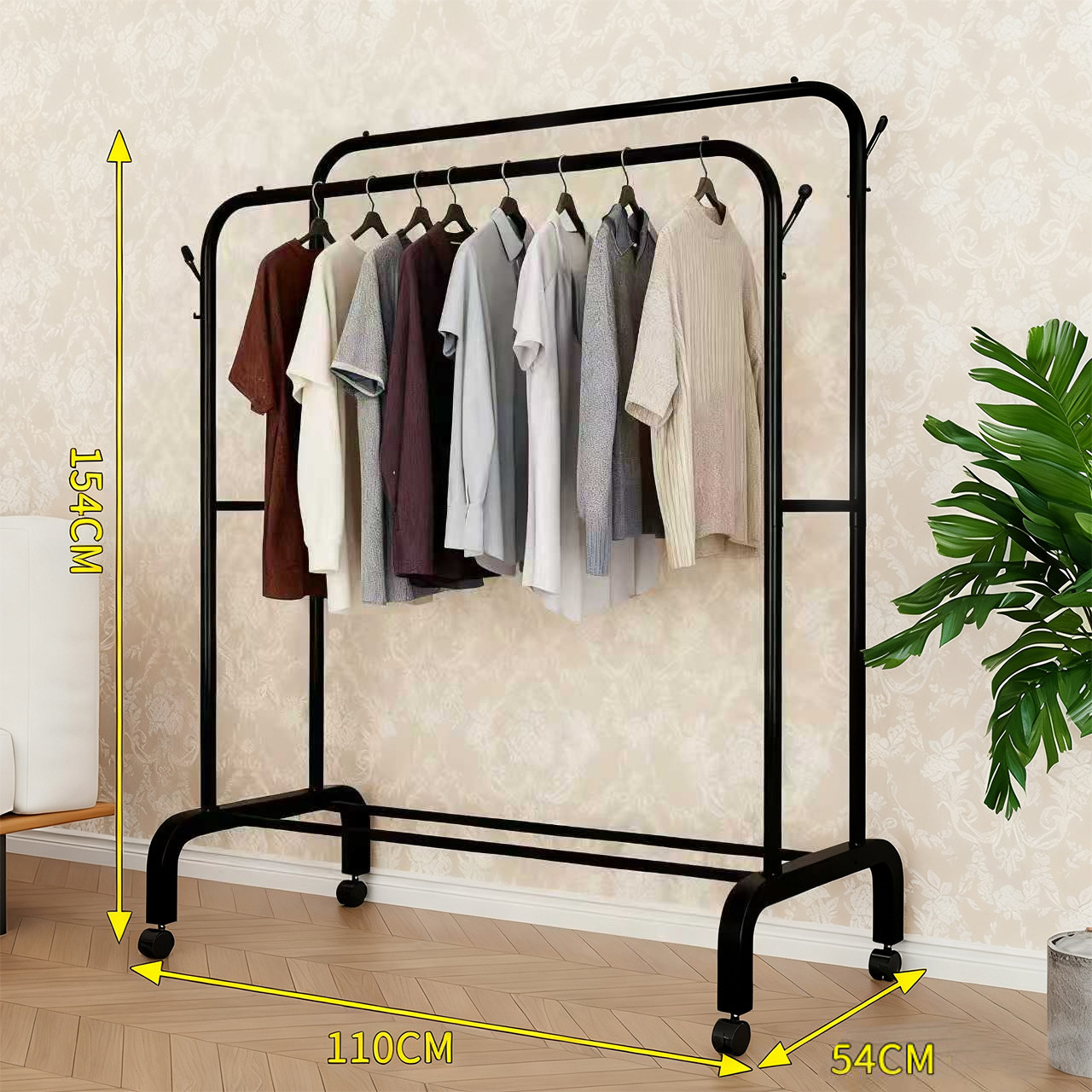 Perchero sencillo transfronterizo, perchero de pie para dormitorio o balcón, tendedero plegable móvil, tipo barra de pie, venta al por mayor