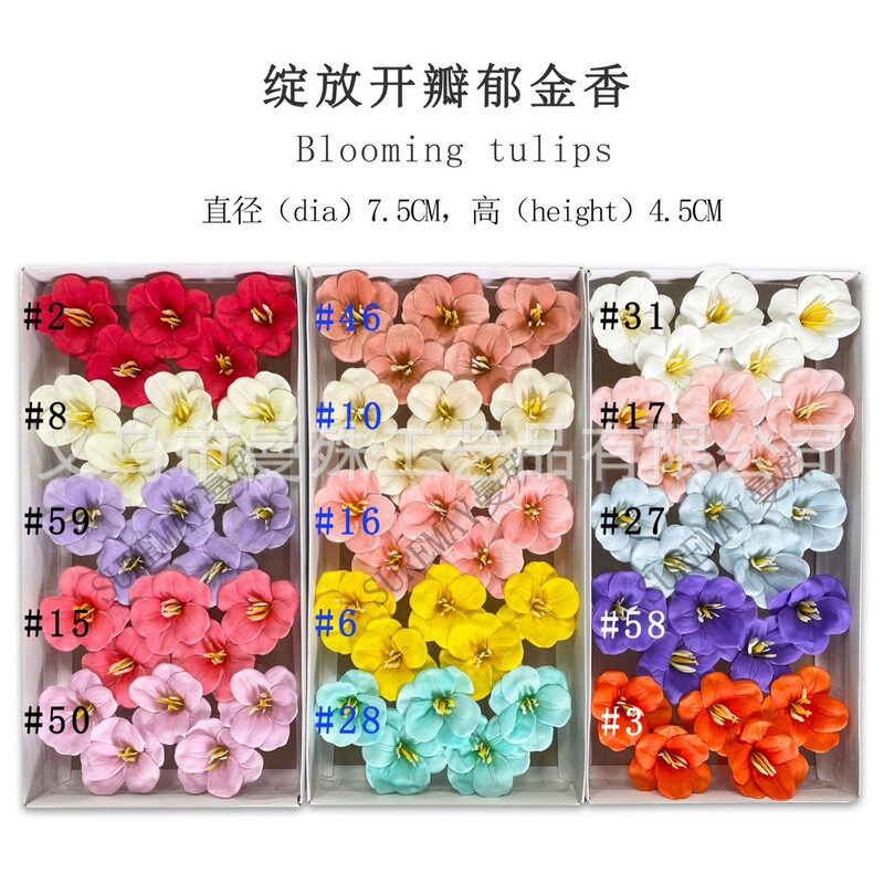 Manshu high-grade open-petal tulip flower head soap flower soap flower gift box immortal bouquet diy material wholesale