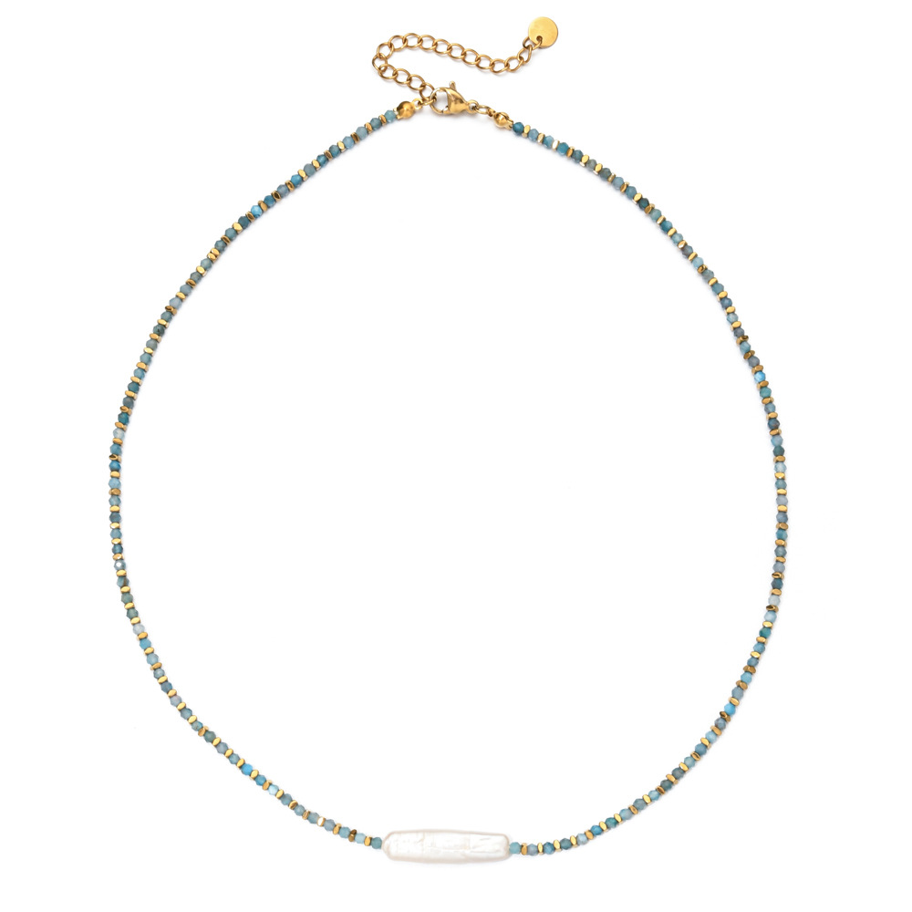 Women's Gender Beaded Design Elegant Streetwear Geometric 304 Stainless Steel Freshwater Pearl Tourmaline Necklace In Bulk