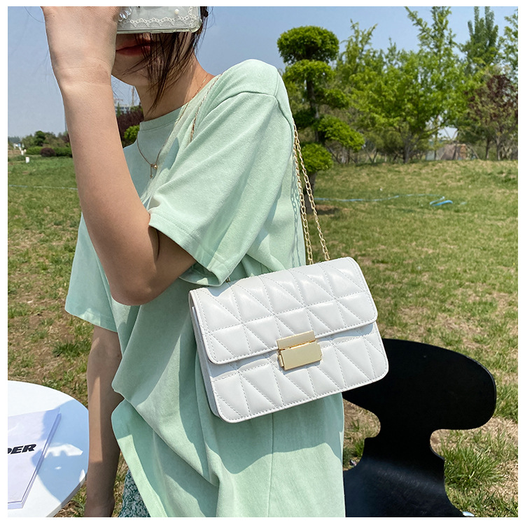 Kleine Quadratische Tasche Im Koreanischen Stil Lässig Schlosskette Messenger display picture 18