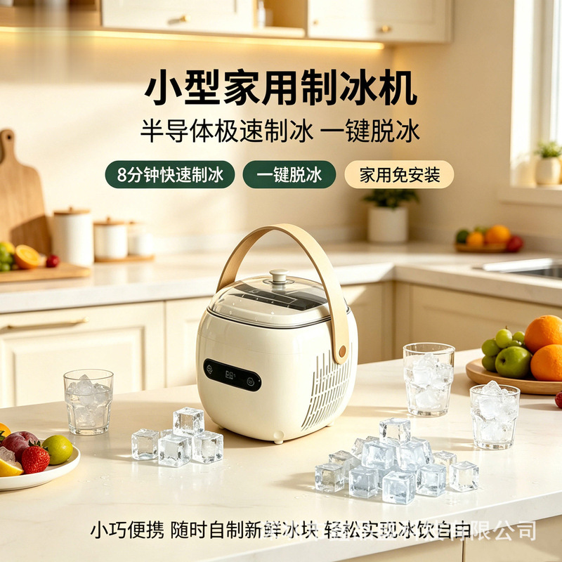 Cross-border home ice maker, fully automatic for dormitories, milk tea shops, coffee stalls, commercial use, mini camping, outdoor bullet ice Cross-border home ice maker, fully automatic for dormitories, milk tea shops, coffee stalls, commercial use, mini camping, outdoor bullet ice