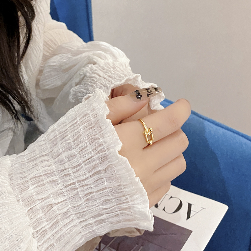 Casual U Shape Sterling Silver Irregular Plating Open Ring 1 Piece