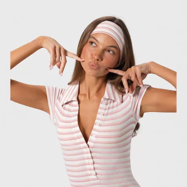 Cross-Border European and American Striped Knitted Headband for Women, Sweat-Absorbent and Anti-Sweat Sports Headband, Wide-Brimmed Yoga Fitness Sports Headband