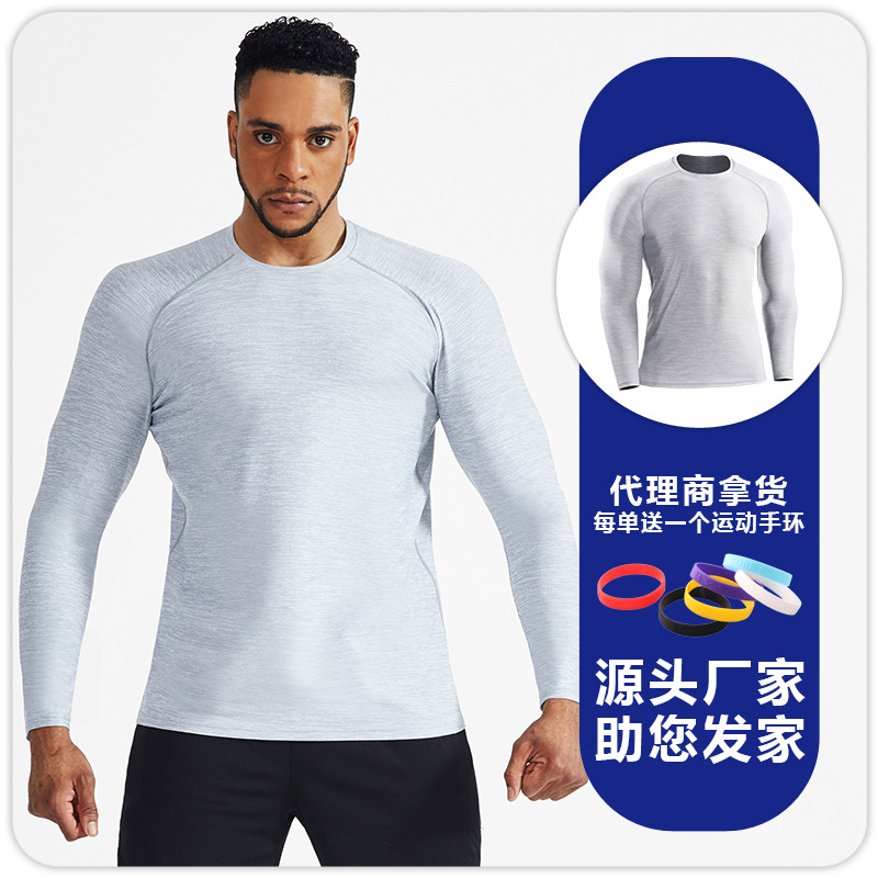 Camiseta deportiva de secado rápido de hombre de mangas largas, ropa de entrenamiento elástica de cuello redondo, ropa de ejercicio transpirable, ropa de correr suave para la piel image 7