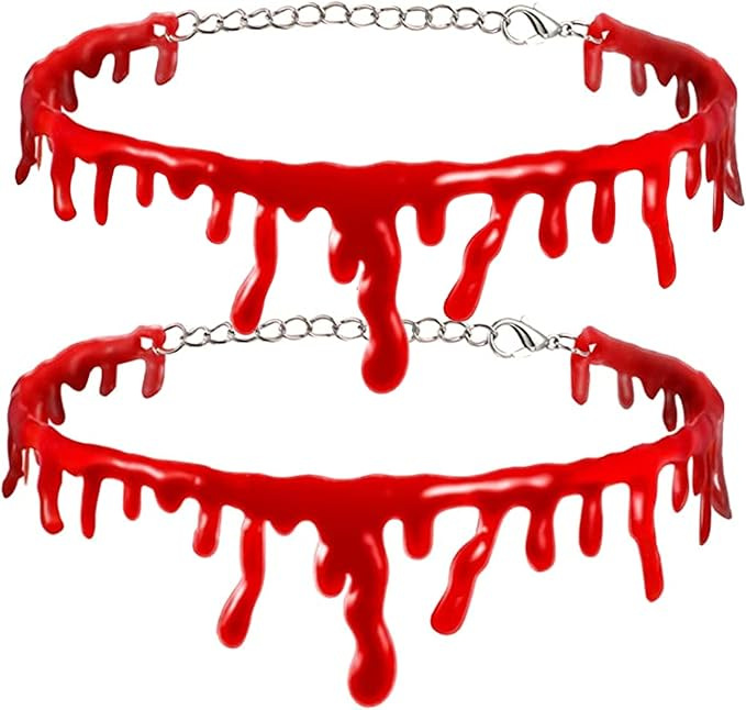 Blood Drip Choker Necklace Halloween Vampire Horror Jewellery_voghion.com