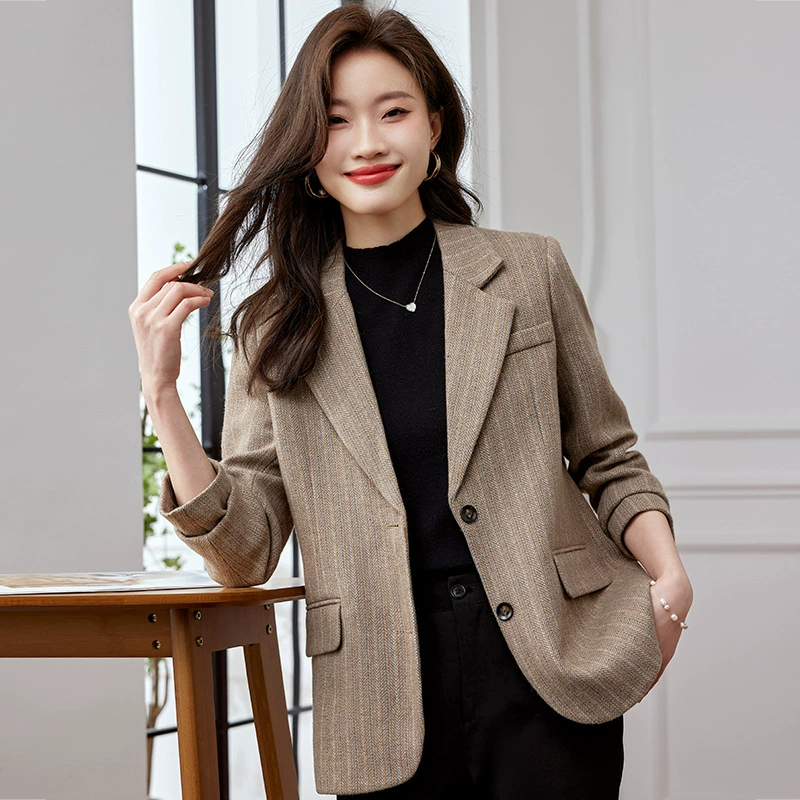 Short autumn suit for leisure, woolen jacket, for teenagers, Korean style